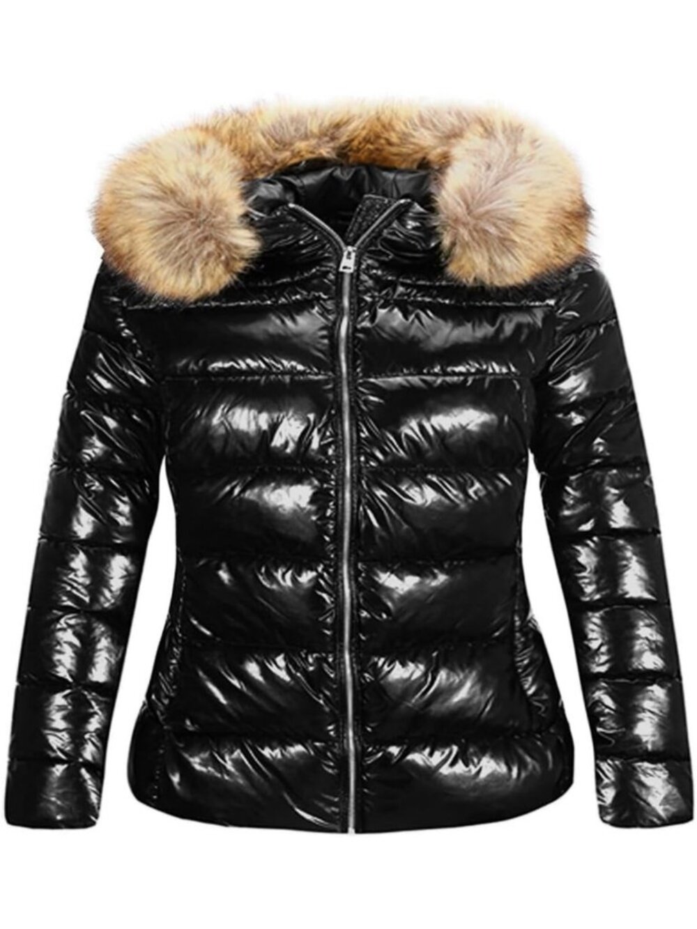 Plus Size Winter Quilted Puffer Coat with Faux Fur Hood, Sizes 1X-5X, Warm